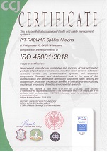 Certyfikat Systemu Jakości - ISO 45001