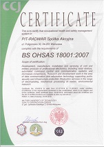 Certyfikat Systemu Jakości BS OHSAS 18001